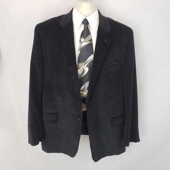 Adolpho Mens 44R Black Cotton Corduroy Sportcoat - Picture 1 of 8